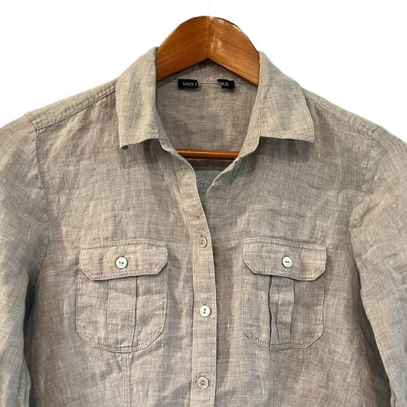 3 for $30! Saks fifth avenue grey button down shirt - Picture 2 of 9